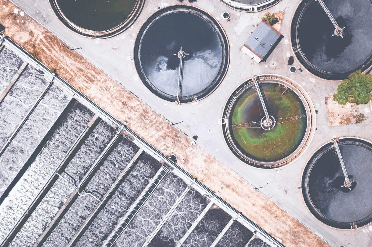 Aerial view of treatment tanks at a Vaulted Deep site in Texas