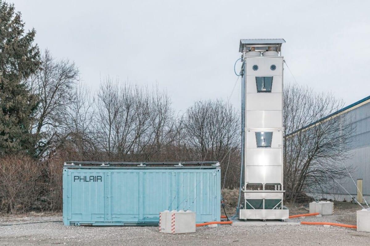 Phlair's direct air capture unit beside its tower in Germany
